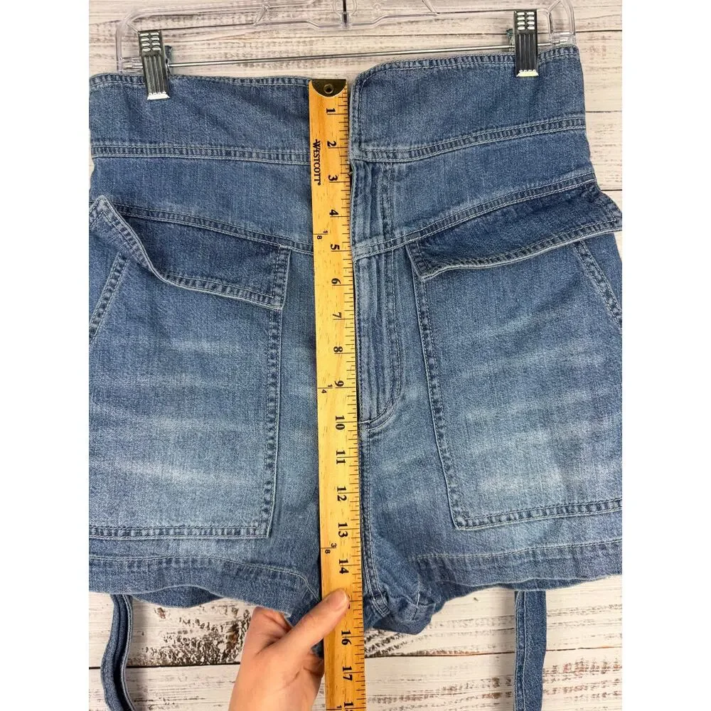 Rebecca Taylor La Vie Paperbag Denim Shorts Boho Casual Medium Coastal Festival
